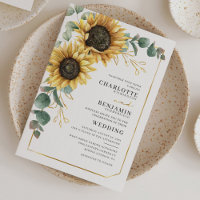 Faire-part de mariage floral eucalyptus tournesol