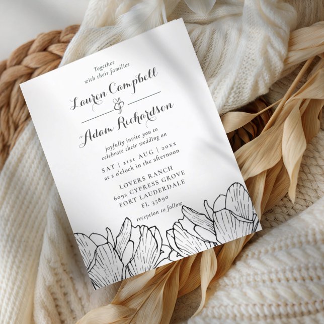 Papier Faire-part de mariage floral moderne et économique (Créateur téléchargé)