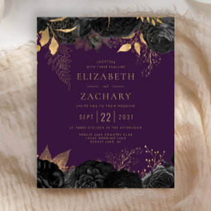 Papier Faire-part de mariage floral noir or budget pour m