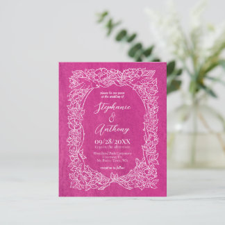 Papier Faire-part de mariage floral rose vif de budget