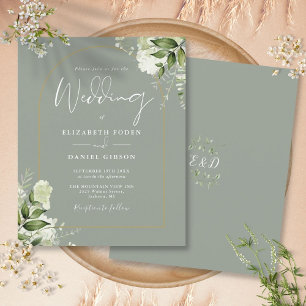 Papier Faire-part de mariage floral vert sauge Budget ave