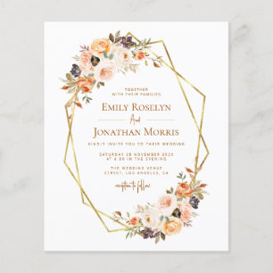 Papier faire-part de mariage florale géométrique