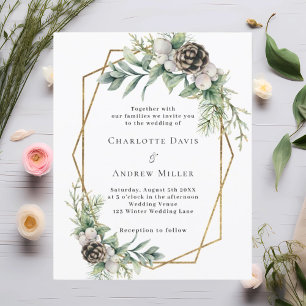 Papier Faire-part de mariage géométrique du pin cône