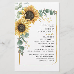 Papier Faire-part de mariage géométrique du tournesol Euc