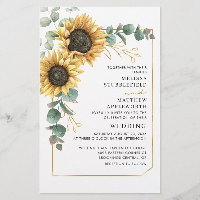 Papier Faire-part de mariage géométrique du tournesol Euc (Devant)