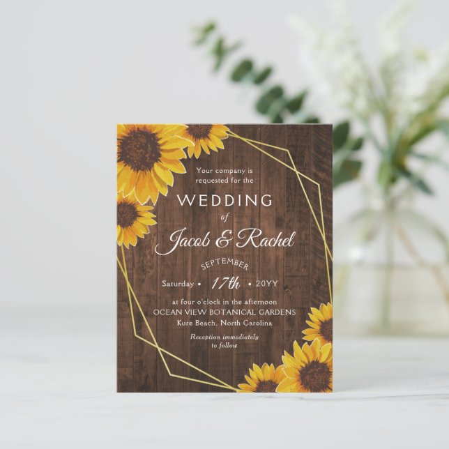 Papier Faire-part de mariage géométrique Rustique de tour (Debout devant)