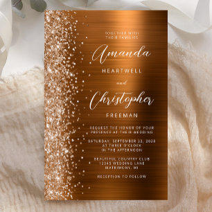 Papier Faire-part de mariage glamour orange brûlé à petit