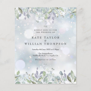 Papier Faire-part de mariage hivernal floral lilas budget