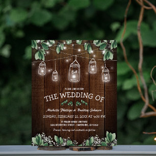 Papier Faire-Part de Mariage Jar Greenery Rustique Économ