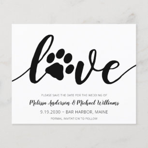 Papier Faire-part de mariage Love Paw Print avec date de 