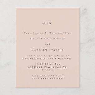 Papier Faire-part de mariage minimal monogramme rose