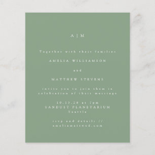 Papier Faire-part de mariage minimal monogramme sage budg