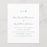 Faire-part de mariage minimaliste blanc Monogramme