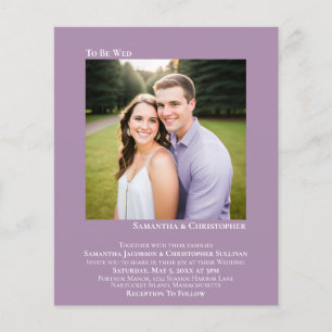 Papier Faire-part de mariage minimaliste photo lavande PE