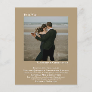 Papier Faire-part de mariage MINIMUM photo Tan BUDGET