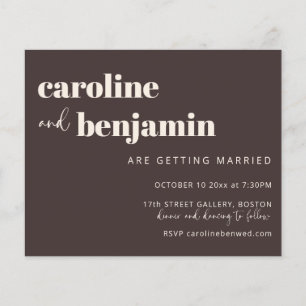 Papier Faire-part de mariage moderne chic marron chaud et
