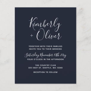 Papier Faire-part de mariage moderne simple et naval de b