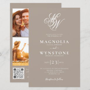 Papier Faire-part de mariage Monogramme budgétaire   Taup