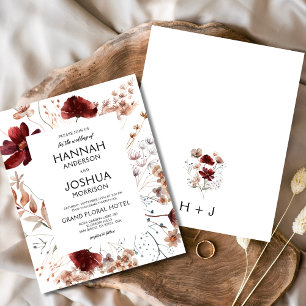 Papier Faire-part de mariage Monogramme Fleur sauvage Boh