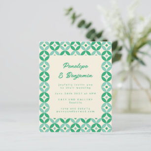 Papier Faire-part de mariage Motif Vert Bleu Rétro
