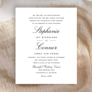 Papier Faire-part de mariage noir de script élégant du bu