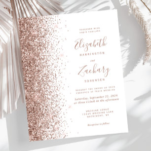 Papier Faire-part de mariage pailleté or rose blanc budge