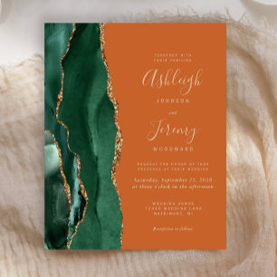 Papier Faire-part de mariage pas cher Émeraude verte Agat