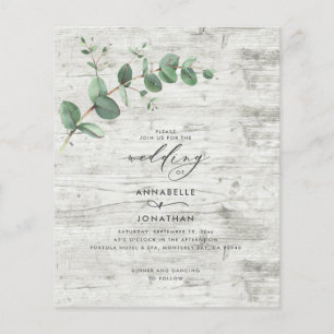 Papier faire-part de mariage pas cher eucalyptus bois bla
