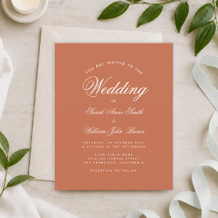 Papier Faire-part de mariage pas cher Terracotta Blanc Sc