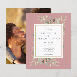 Papier Faire-part de mariage photo Budget Greenery Dusty