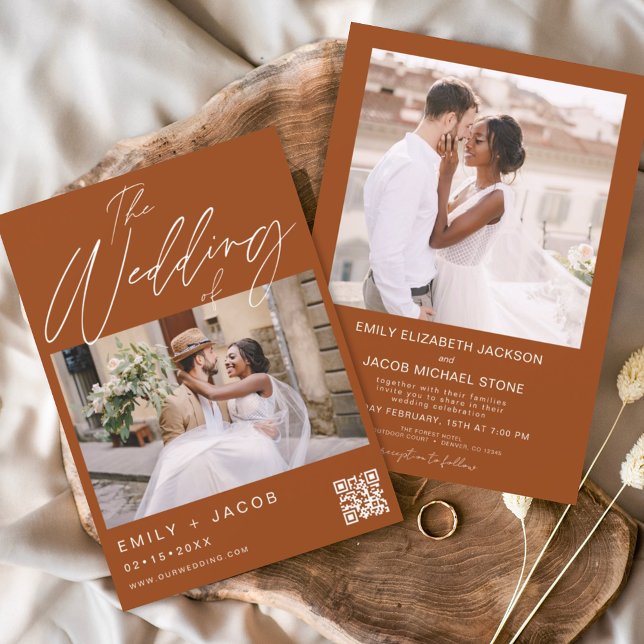 Papier Faire-part de mariage photo Burange QR Code (Créateur téléchargé)