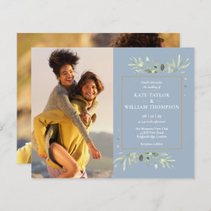 Papier Faire-part de mariage photo Dusty Blue Folift Budg
