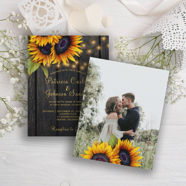 Papier Faire-part de mariage photo en bois rustique budge (Créateur téléchargé)
