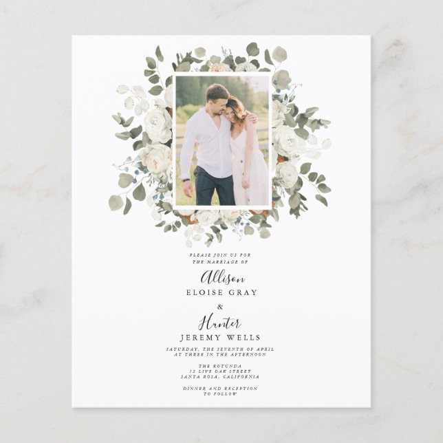 Papier Faire-part de mariage photo florale (Devant)