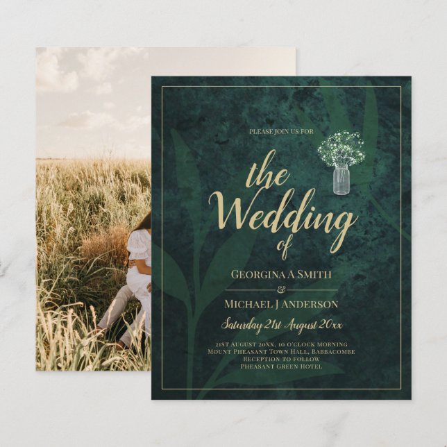 Papier Faire-part de mariage PHOTO Green Forest (Devant / Derrière)