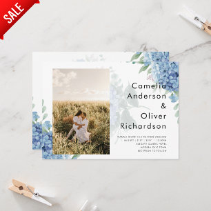 Papier Faire-part de mariage photo moderne Blue Hydrangea