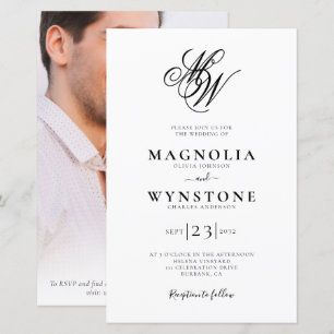 Papier Faire-part de mariage photo monogramme élégant au