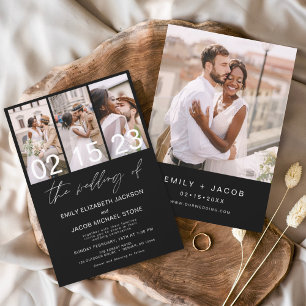 Papier Faire-part de mariage photo noir
