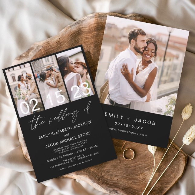 Papier Faire-part de mariage photo noir (Créateur téléchargé)