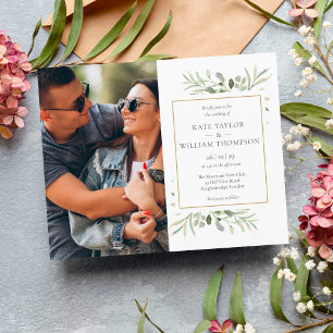 Papier Faire-part de mariage photo or Budget Greenery