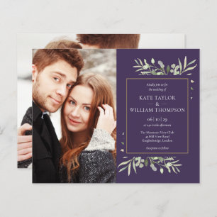 Papier Faire-part de mariage photo Purple Budget Greenery