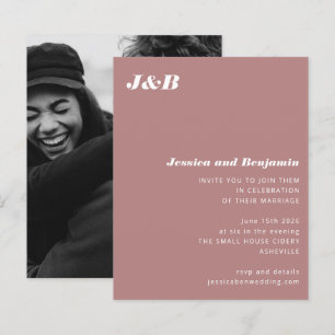 Papier Faire-part de mariage photo Rose Monogramme Budget