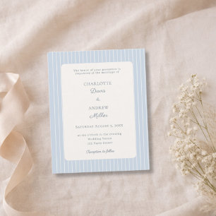 Papier Faire-part de mariage rayé ivoire bleu poussiéreux