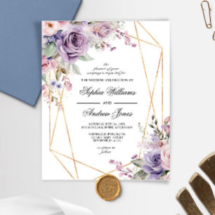 Papier Faire-part de mariage Rose budget violet et blanc