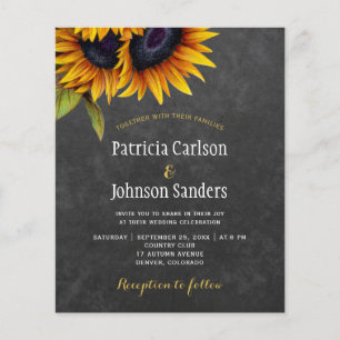 Papier Faire-part de mariage rustique chic avec tournesol
