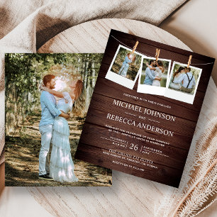 Papier Faire-part de mariage rustique en bois de grange à