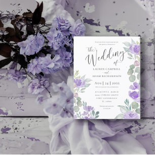 Papier Faire-Part de Mariage Rustique Eucalyptus Violet à