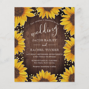 Papier Faire-part de mariage Rustique Sunflower Gold Dots