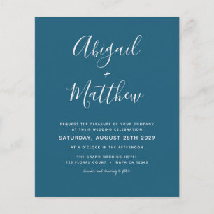 Papier Faire-part de mariage simple et sombre sarcelle Bu