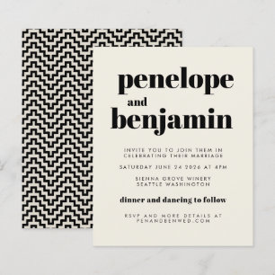 Papier Faire-part de mariage tout-en-un noir Groovy 70 Bu